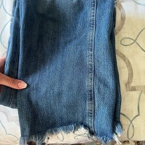 Classic Free People straight leg distressed hem jeans